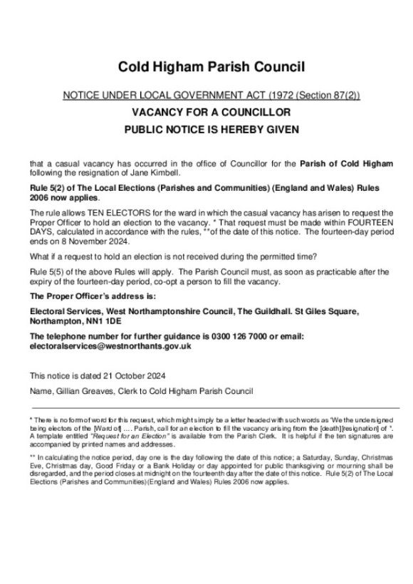 Parish Council Vacancy 